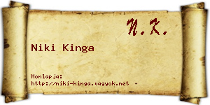 Niki Kinga névjegykártya